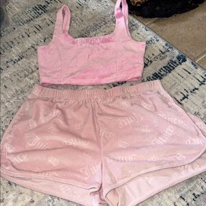 Eterna Pink Velvet Lounge Tank & Shorts Set